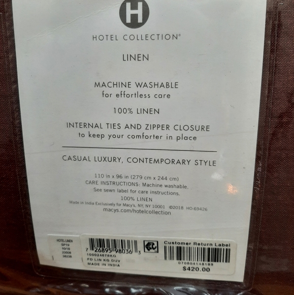 *Hotel Embroidered king Linen duvet cover & 2 Standard shams WINE MSRP $6… - Picture 12 of 16